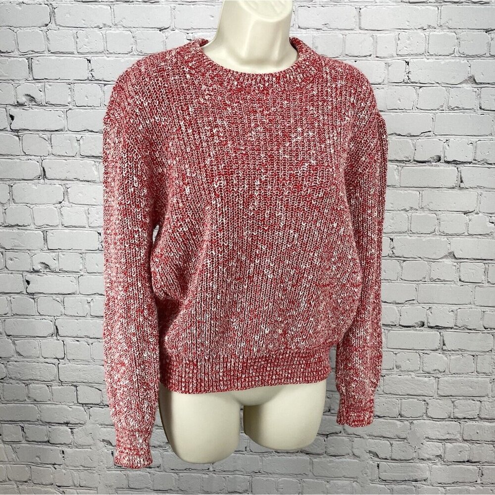 VTG Bel Ami Red Speckled Chunky Knit Sweater Long Sleeve USA Made Size Medium M